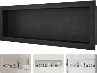 Image de "NischenMeister - Niche de douche murale 10x40,64x127cm - Carrelage monocouche encastré - Étanche - XPS, bois, paroi arrière en ciment - Salle de bains Chambre à coucher Bureau"