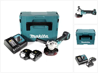 Zdjęcie produktu dla Makita DGA 504 RMJ akumulatorowa szlifierka kątowa 18V 125mm bezszczotkowa + 2x akumulator 4.0Ah + ładowarka + Makpac
