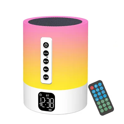 Produktbild von Bluetooth Lautsprecher mit Nachtlicht, Wecker, Multifunktionaler Tischlicht Speaker, Touch LED, Naturgeräusche, 3-Stufen Helligkeit, 2000mAh Akku