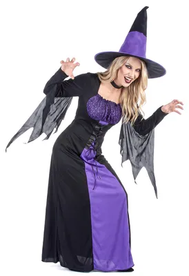 Immagine prodotto di Seducente costume da strega gotica da donna nero-viola - Taglia unica (40)