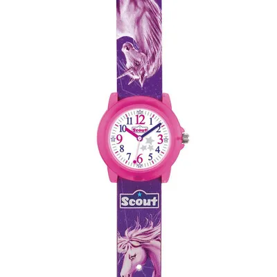 A children's watch with a horse theme.