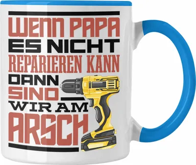 Produktbild von Trendation - Wenn Papa Es Nicht Reparieren Kann Tasse Geschenk Papa Vatertag Geschenkidee Lustiger Spruch (Blau)