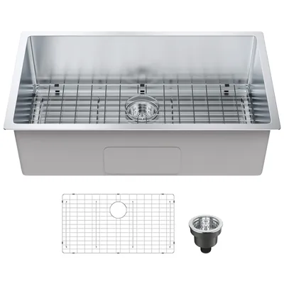 Produktbild von VEVOR 763 x 433 mm Küchenspüle Einbauspüle, Unterbaubecken mit Einzelbecken & Zubehör, Waschbecken Spülbecken für Haushaltsgeschirrspüler für Arbeitsplatz, Wohnmobil, Vorbereitungsküche & Barspüle