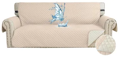 Immagine prodotto di Copertura impermeabile per divano a 3 posti, copridivano antipelo, protezione per divano antiscivolo, lavabile, color beige