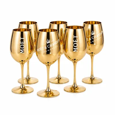 Produktbild von Goldene Champagnergläser 6er Set aus Echtglas – Elegante Sektgläser – Hochwertige Weingläser – passend für Moët & Chandon