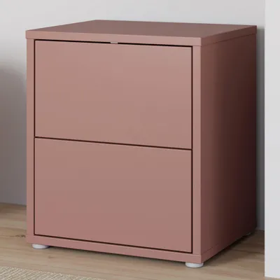 Produktbild von Forte ALICE SPRINGS Nachtkommode 50, Schrank mit 2 Schubladen, Nachtschrank modern, Schlafzimmer, Holzwerkstoff, Terrakotta, 49,8 cm breit x 57,5 cm hoch x 41,5 cm tief