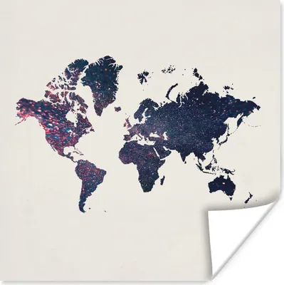 Produktbild von MuchoWow® Poster Weltkarte - Rosa - Glitter 50x50 cm - Wohnzimmerdekoration