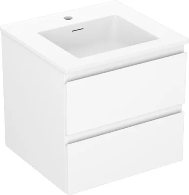 Produktbild von Mexen Orio Badezimmerschrank 50 cm mit Waschbecken Otis, 2 Schubladen, weiß matt - 91A10-05047-2-BFF01-W18M01