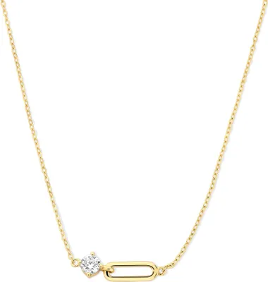 Produktbild von New Bling - 9NB-1611 - Silberne Halskette mit weißen Zirkoniasteinen - Gold - Halskette für Frauen - 45cm