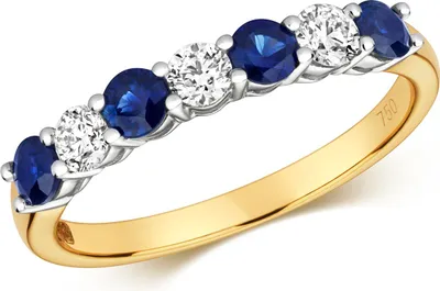 Image de Bague Femme Semi Pavée Or 750/1000 et Diamant Brillant 0.29 Carat HI - SI avec Saphir, 51 (16.2); TRS2905118KYRSL