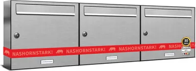 Produktbild von 3er V2A Edelstahl Wandbriefkasten Anlage 3 Fach Briefkasten Postkasten