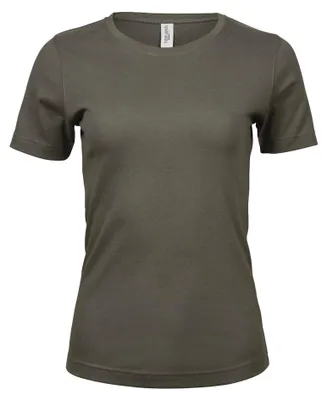 Produktbild von Tee Jays Damen Interlock T-Shirt, Rundhalsausschnitt, Kurzarm FK910 (L) (Tiefgrün)