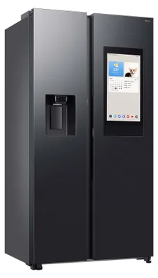 Produktbild von Samsung RS90F66BEFEF Side-by-Side Kühl-Gefrierkombination, AI Kühlschrank mit Gefrierfach, 178 cm, 614 l, Eis-/Wasserspender mit Wasseranschluss, Family Hub, AI Energy & Voice Control, Black Steel