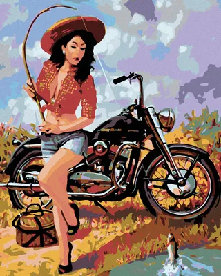 Obrázok produktu pre Zuty - Maľovanie podľa čísel - RYBÁRKA S MOTORKOU, 40x50 cm, bez rámu a bez vypnutia plátna