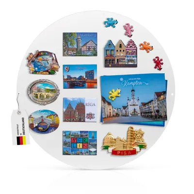 Produktbild von banjado Magnettafel weiß Ø 47cm rund Magnetwand aus Metall Pinnwand für Küche, Büro, Kinderzimmer [MTRW Blanco]