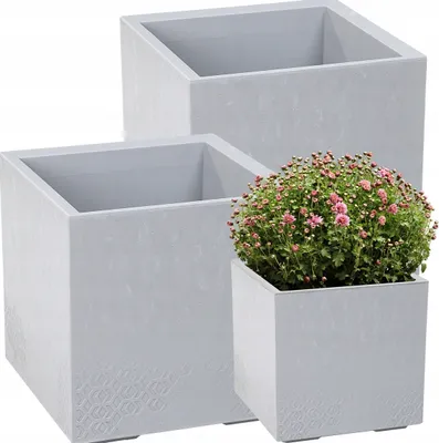 Obrázek produktu pro Lamela sada 2 květináčů | KARO | beton světle šedá | 2x40cm