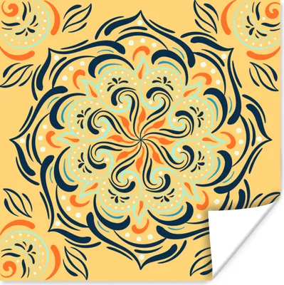 Produktbild von MuchoWow® Poster Blume - Blätter - Gelb - Muster 100x100 cm - Babyzimmer