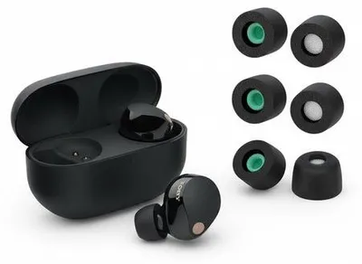 Image de Embouts de rechange pour écouteurs intra-auriculaires WF-1000XM5 - Taille S, M, L - Noir - Coffret d'embouts pour écouteurs sans fil - Mousse à mémoire de forme - Lot de 3