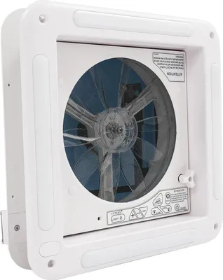 Obrázek produktu pro Střešní ventilátor do obytného vozu – 12 V střešní ventilátor a odtahový ventilátor – dálkové ovládání – 6 rychlostí – LED osvětlení – dešťový senzor – bílý