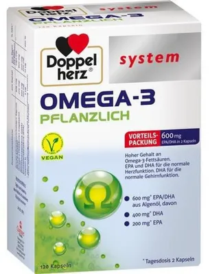 Zdjęcie produktu dla Kapsułki Double Heart Omega-3 Vegetable System, 120 kapsułek