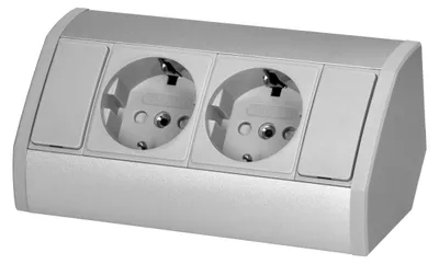 Immagine prodotto di Presa per mobili ORNO 2x2P+Z Schuko, grigio-argento
