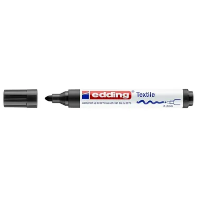 Stylo Noir Edding 4500 Marqueur Pour Textile - Boite 5 Couleurs "froides" - Noir Masque Point Noir