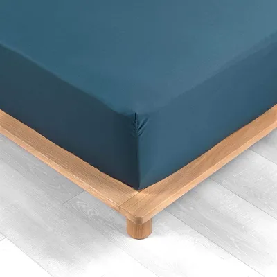Zdjęcie produktu dla Niebieskie prześcieradło perkalowe 160 x 200 cm z poszewką 30 cm