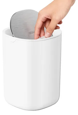 Produktbild von Mini-Tischmülleimer mit Schwingdeckel 0.4 Gallonen Weiß für Home Office Schreibtisch Arbeitsplatte