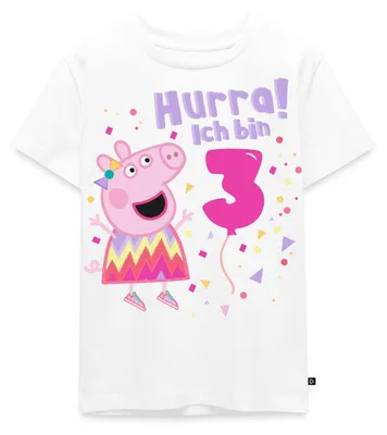Produktbild von Spreadshirt Peppa Wutz Hurra Ich Bin 3 Jahre Kinder Premium T-Shirt, 110/116 (4 Jahre), Weiß