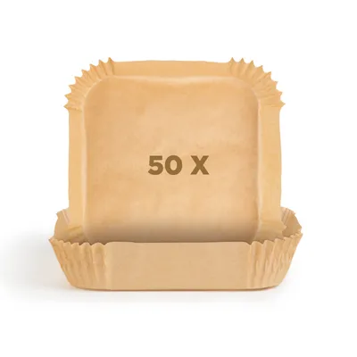 Produktbild von 50-teiliges Set von Rosmarino Heißluftfritteusen Backpapier - Quadratisch, 20 cm.