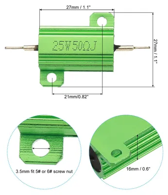 Produktbild von 5 Stk 25W 50 Ohm 5% Toleranz Aluminium Geh?use Drahtwiderst?nde Widerstand Sortiment Fall mit Schrauben Drahtgewickelte Widerst?nde Power fš¹r Maschinen Elektronik DIY Projekt Grš¹n