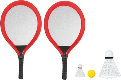 Produktbild von Idena 40003 - Softballspiel mit XXL Federball und 2 weiteren Bällen, ca. 67 cm, in zwei Farbvarianten, sortiert, ideal im Sommer für Garten, Park oder Strand