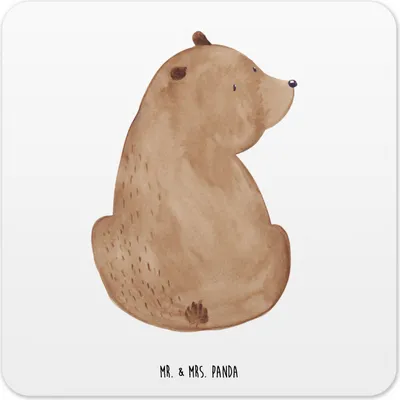 Produktbild von Mr. & Mrs. Panda Tischuntersetzer Bär Schulterblick 10er Set - Weiß - Geschenk, Weisheit, Untersetzer für Gläser, Glas-Untersetzer, Coaster, Tisch, Teddy, Motivation