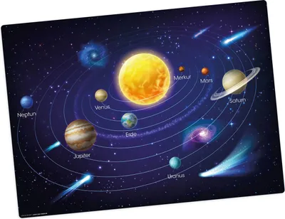 Produktbild von Tischset | Platzset abwaschbar für Kinder – Unser Sonnensystem II – 44 x 32 cm – premium Vinyl –  Germany – Jungen und Mädchen