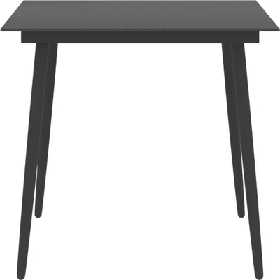 Produktbild von vidaXL Garten-Esstisch Schwarz 80x80x74 cm Stahl und Glas