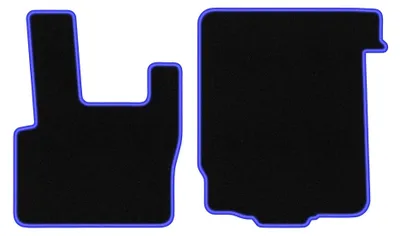 Productafbeelding van Velours automatten voor DAF XF95 1997-2006 – 2-delig, zwart/blauw, op maat – Wielganizator CARLUX