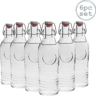 Produktbild von Officina 1825 Vintage Glasflasche mit Bügelverschluss - 1200 ml - 6er-Set