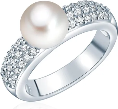 Produktbild von Valero Pearls Perlen-Ring Sterling Silber Zirkonia Süßwasser-Zuchtperle 60201417 64
