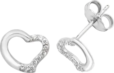 Produktbild von Süße 925 Sterling Silber Herz Damen - Paar Ohrstecker mit Zirkonia - 9mm*9mm; TRS22792