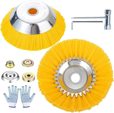 Productafbeelding van Nylon borstelkoppen voor bosmaaier - Set van 2 - 150 mm + 200 mm x 25,4 mm - Onkruidborstel - Wild herb brush