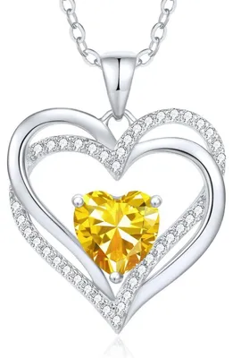 Productafbeelding van Halsketting voor dames, 925 sterling zilver, met geboortesteen hanger, 45+5 cm, november