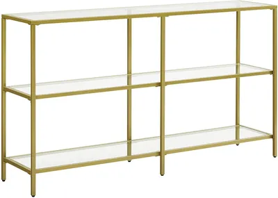 Produktbild von Konsolentisch mit 3 Ebenen, gehärtetes Glas, Metall, Gold, 130 x 30 x 73,3 cm