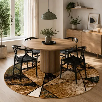 Produktbild von Designer Teppich Brilliant Beige Grün Magic Rund, Größe:160 cm Rund