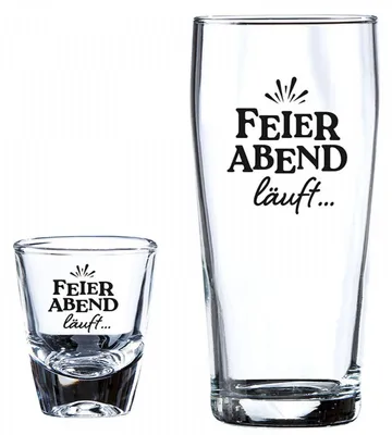 Produktbild von Gilde Geschenkset Herrengedeck Bierglas und Schnapsglas Feierabend (4-teilig)