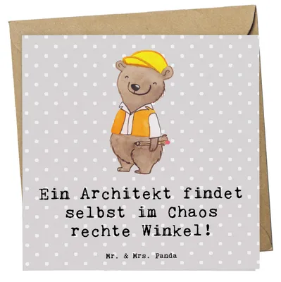 Produktbild von Mr. & Mrs. Panda Glückwunschkarte Architekt Chaos - Grau Pastell - Geschenk, Architektur, Klappkarte, Berufe, personalisierte Geschenke, doppelkarte, Grußkarte, kreative