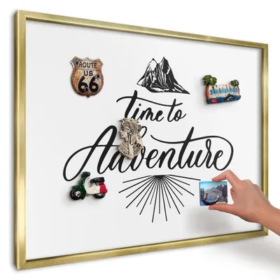 Produktbild von Magnettafel 70x50 cm mit goldenem Rahmen - Magnetische Metalltafel, Magnetpinnwand zur Wandmontage für Wohnzimmer, Küche, Flur, Kinderzimmer und Büro - Die Reise der Entdeckung