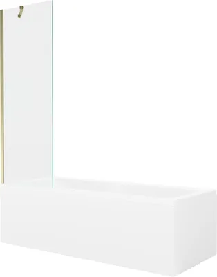 Zdjęcie produktu dla Mexen Cubik wanna prostokątna 170 x 70 cm z obudową i parawanem 1-skrzydłowym 60 cm, transparent, złoty - 550317070X9506000050