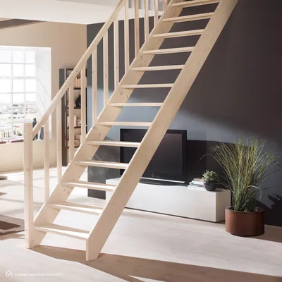 Produktbild von Holztreppe Intercon Savoy | Fichte | gerader Verlauf | mit Geländer | ohne Setzstufen