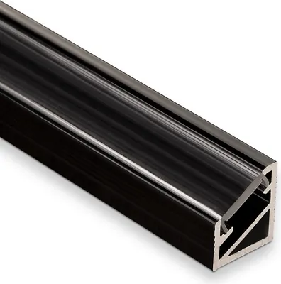 Produktbild von 10 Stück LED Profil-66 Eckprofil schwarz mit klarer Abdeckung 2000 x 14,5 x 16,5 mm von SOTECH