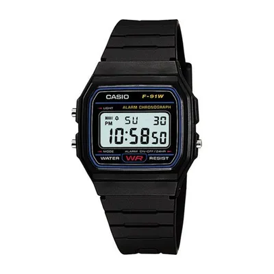 Produktbild von Uhr Casio F-91W-1CR Armband aus Harz Farbe: Schwarz Zifferblatt LCD Digital Uni